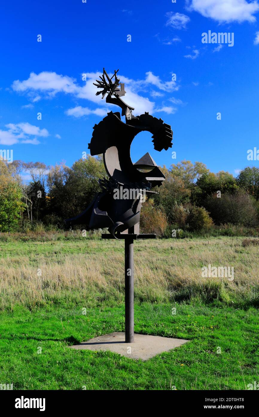 Il Peterborough Sculpture Park, Thorpe Meadows, Peterborough City, Cambridgeshire, Inghilterra, Regno Unito Foto Stock