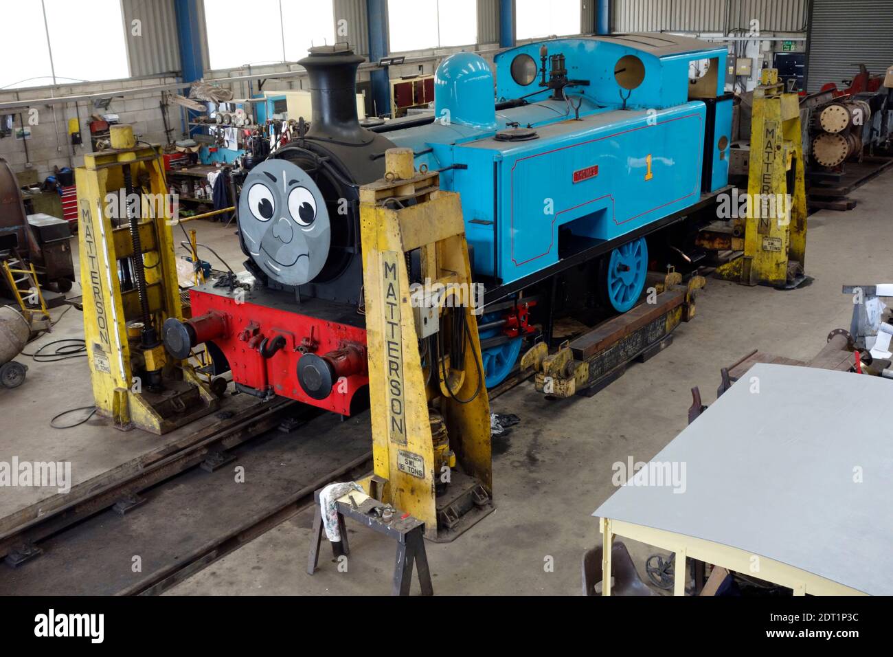 Il motore a vapore 'Thomas' è stato nominato dal Rev. W. Awdry presso la stazione di Wansford sulla Nene Valley Railway Foto Stock