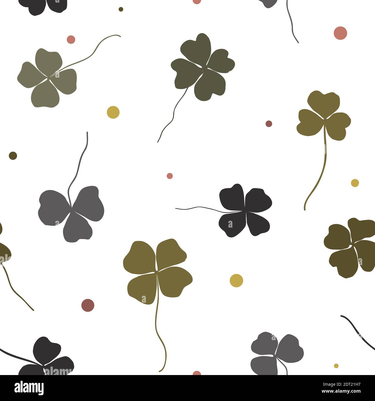 Modello vettoriale senza giunture del trifoglio vettoriale. Shamrock doodle mano disegnare foglie per il giorno di San Patrizio Illustrazione Vettoriale