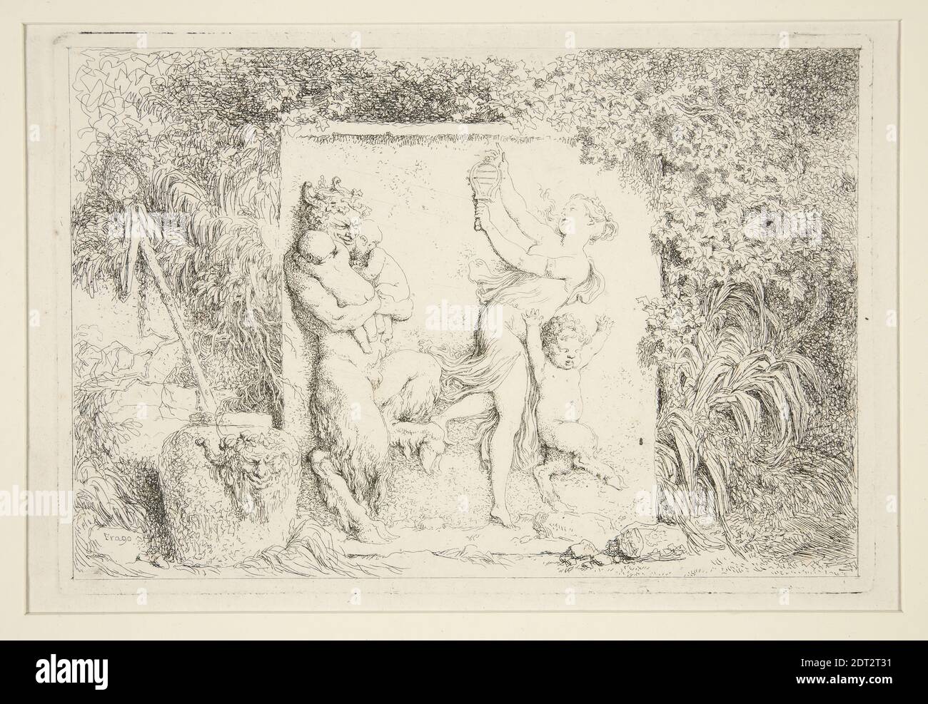 Artista: Jean-Honoré Fragonard, Francese, 1732–1806, la Danza dei Satiri, incisione, platemark: 14.3 × 20.9 cm (5 5/8 × 8 1/4 pollici), Francese, XVIII secolo, opere su carta - stampe Foto Stock