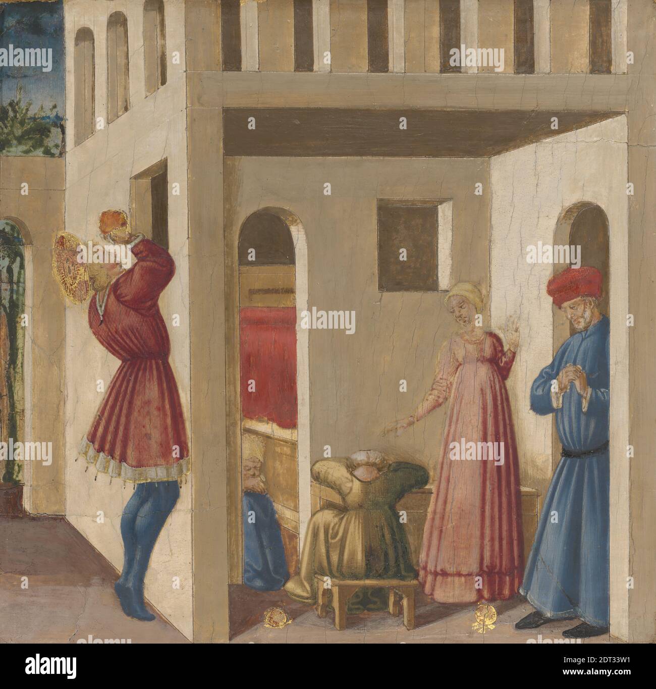 Artista: Neri di Bicci, Italiano, Firenze, 1419–1492/93, scena dalla leggenda di San Nicola di Bari, 1460–1470 ca., Tempera su pannello, 30.8 × 30.5 cm (12 1/8 × 12 in.), Made in Florence, Italy, Italian, Florence, XV secolo, dipinti Foto Stock