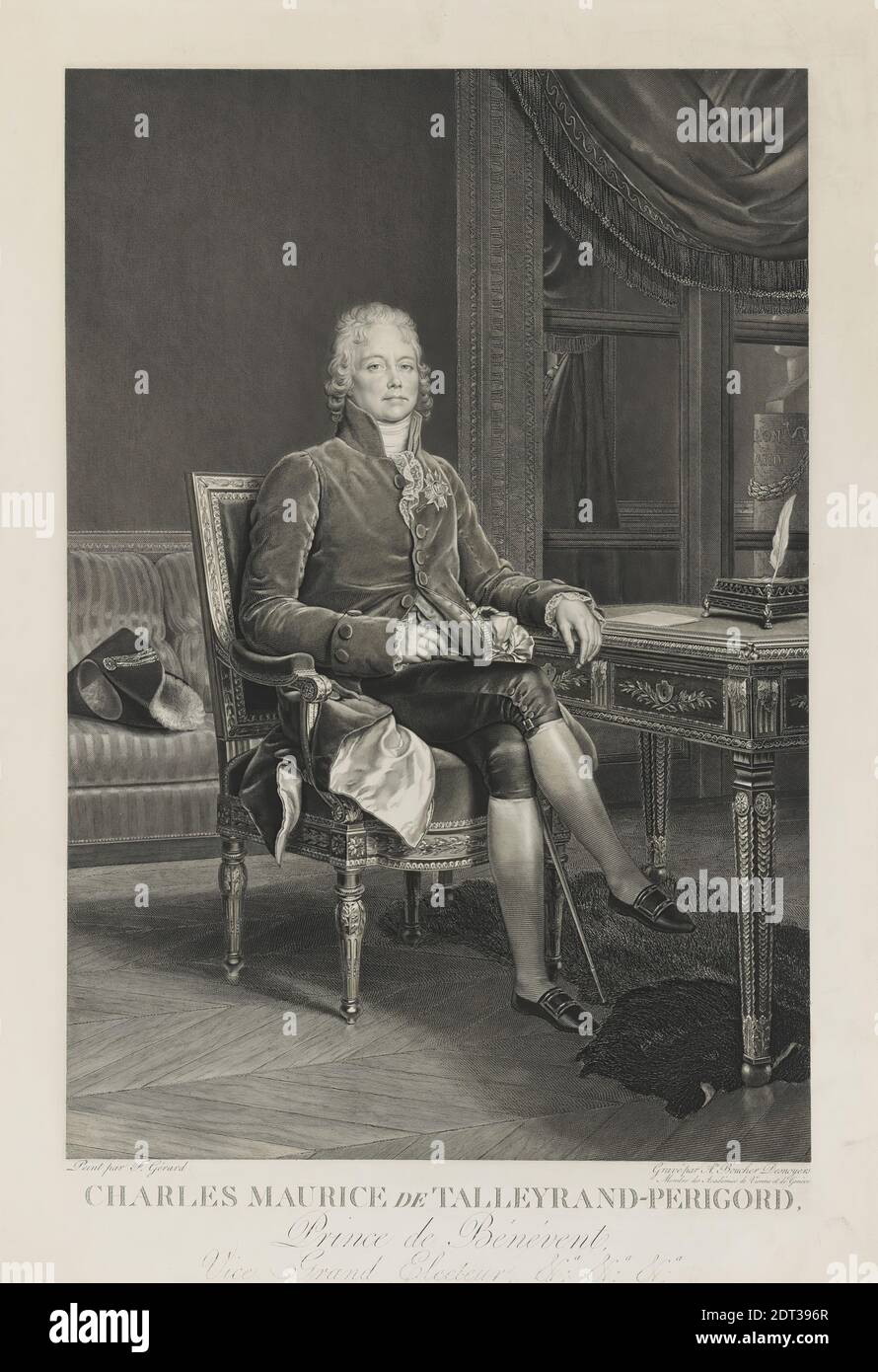 Artista: Auguste Gaspard Louis Desnoyers, Francese, 1779–1857, artista: Baron François-Pascal-Simon Gérard, Francese, 1770–1837, Charles Maurice de Talleyrand-Perigord, incisione con due inchiostri, immagine: 60 × 41.4 cm (23 5/8 × 16 5/16 in.), Francese, XIX secolo, opere su carta - stampe Foto Stock