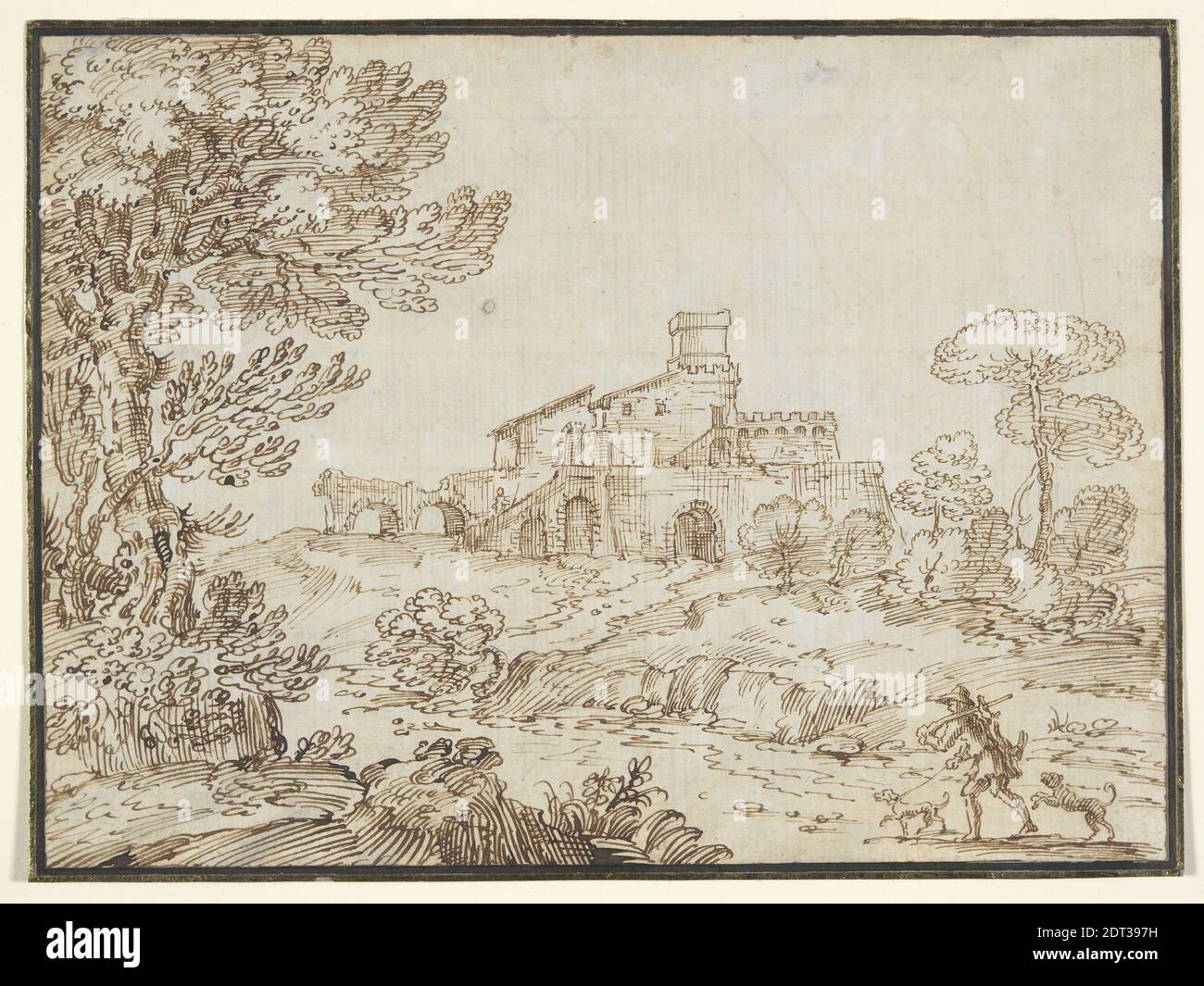 Artista: Giovanni Francesco Grimaldi, italiano, 1606–1680, Termi de Caracalla, XVII secolo, penna e inchiostro marrone, 18 × 24.4 cm (7 1/16 × 9 5/8 pollici), italiano, XVII secolo, opere su carta - disegni e acquerelli Foto Stock