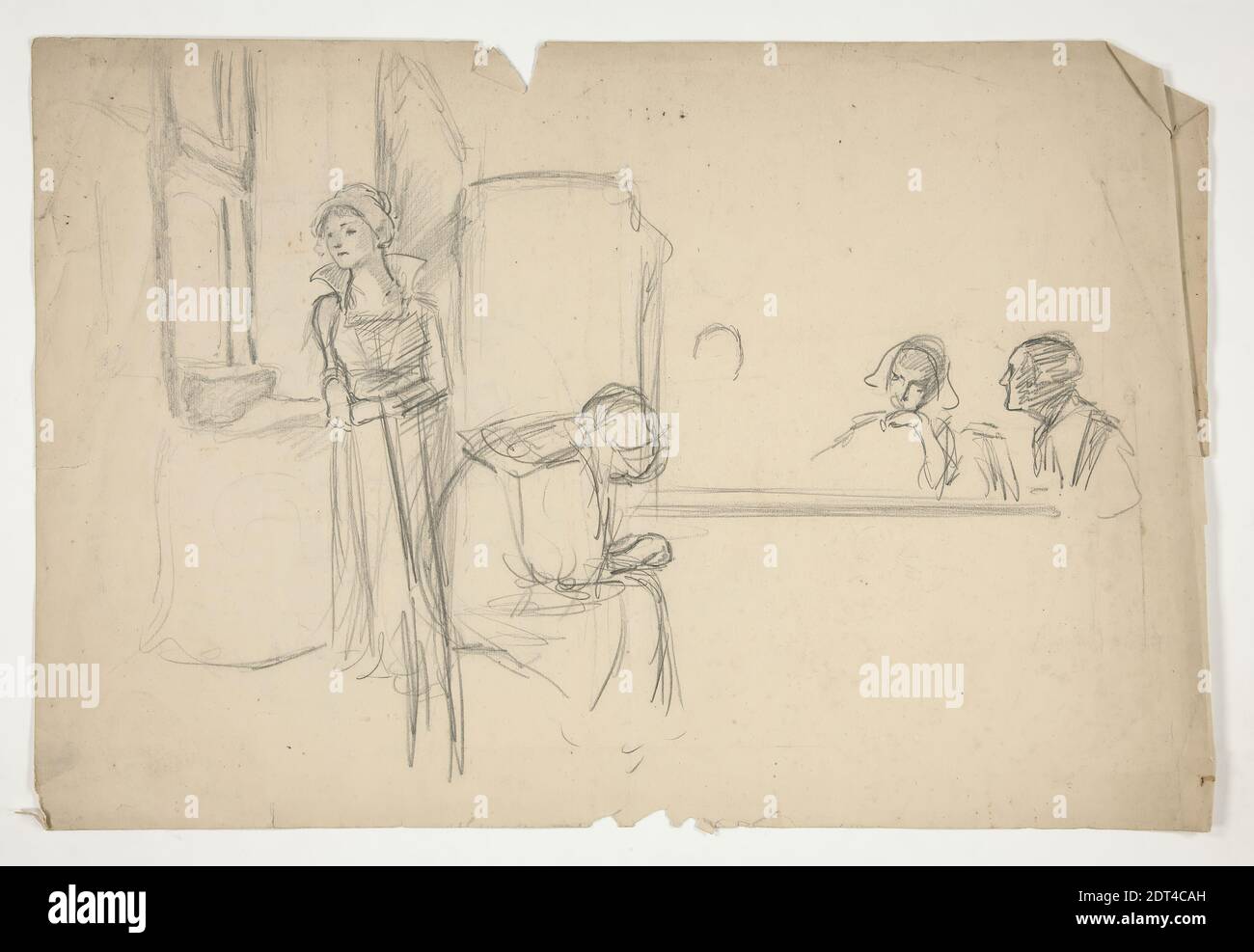 Artist: Edwin Austin Abbey, American, 1852–1911, M.A., 1897, Study for the Bible Reading, from William Black's Judith Shakespeare, Graphite, 35.5 × 52.2 cm (14 × 20 9/16 in.), made in United States, American, 19th Century, Works on Paper - Drawings and Watercolours Foto Stock