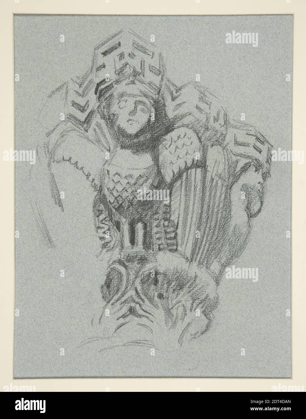 Artist: Edwin Austin Abbey, American, 1852–1911, M.A., 1897, Sketch of a Capital, Graphite, Blue Lay, 42 × 31 cm (16 9/16 × 12 3/16 in.), made in United States, American, 19th Century, Works on Paper - Drawings and Watercolours Foto Stock