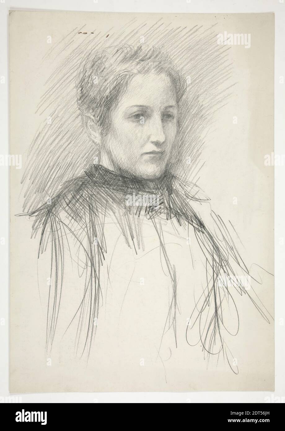 Artist: Edwin Austin Abbey, American, 1852–1911, M.A., 1897, Ritratto di una giovane signora Abbey (?), grafite, Crema wove, 50.5 × 35.3 cm (19 7/8 × 13 7/8 in.), made in United States, American, 19th Century, Works on Paper - Drawings and Watercolours Foto Stock