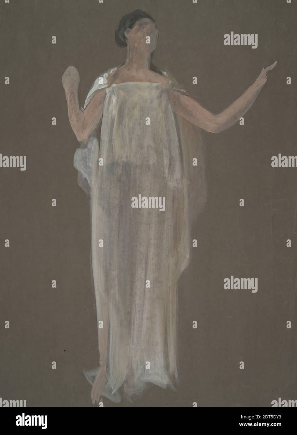 Artist: Edwin Austin Abbey, American, 1852–1911, M.A., 1897, Unidentified figure study for murale project at the Pennsylvania state capitol building, Harrisburg, 1902-1911, Gouache, Brown wove, 74 × 57 cm (29 1/8 × 22 7/16 in.), made in United States, American, 19th Century, Works on Paper - Drawings and Watercolours Foto Stock