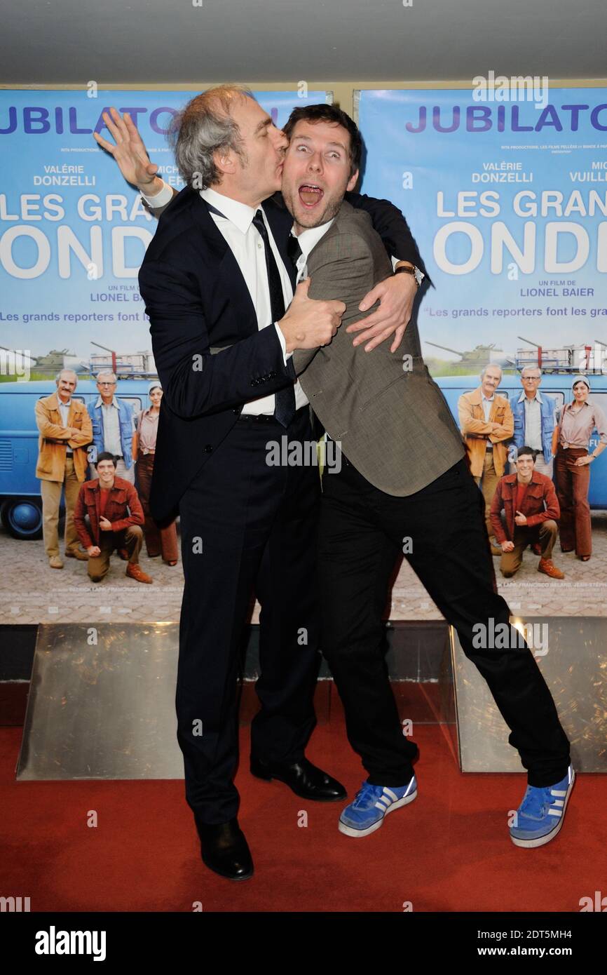 Michel Vuillermoz, Lionel Baier, presente alla prima del film Les Grandes Ondes tenutosi presso i cinema UGC les Halles di Parigi, Francia, il 27 gennaio 2014. Foto di Alban Wyters/ABACAPRESS.COM Foto Stock