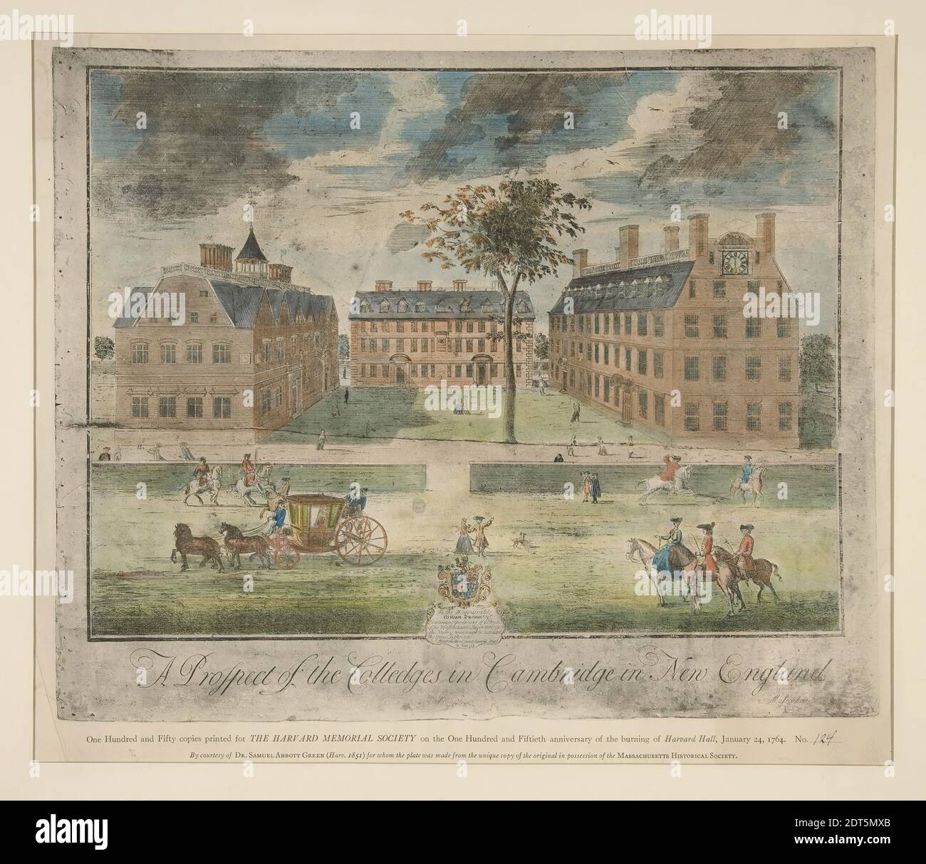 Un prospetto dei Collegi di Cambridge in New England; riproduzione fatta per il Dott. Samual Abbott, riproduzione fotografica, foglio: 40.5 × 47.5 cm (15 15/16 × 18 11/16 poll.), made in United States, American, 18 ° secolo, opere su carta - stampe Foto Stock