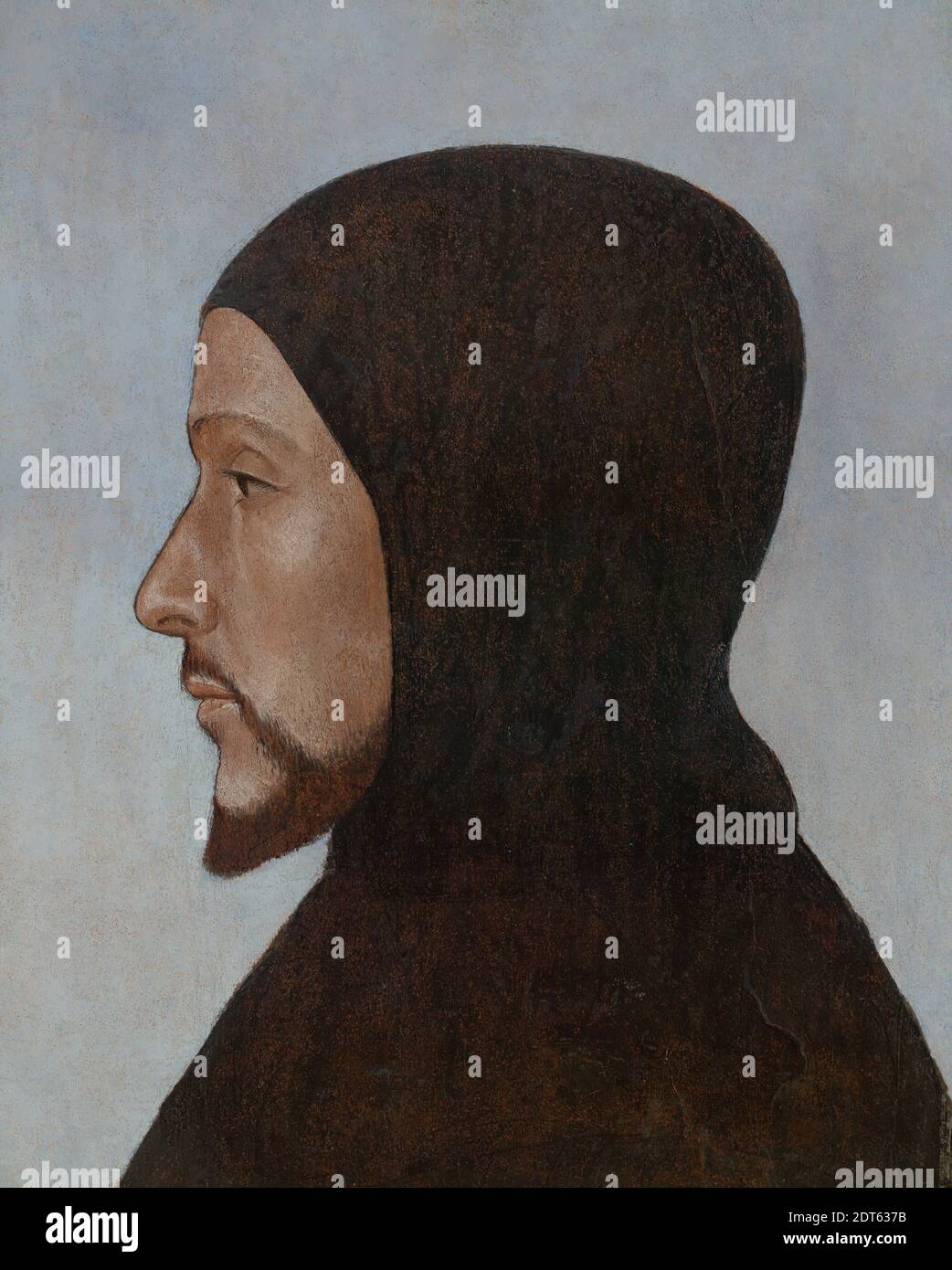 Ritratto di un monaco agostiniano, identificato come fra Mariano da Genezzano, ca. 1480, Tempera su pannello, 23.5 × 18.7 × 1 cm (9 1/4 × 7 3/8 × 3/8 in.), non in vista, italiano, Napoli(?), 15 ° secolo, dipinti Foto Stock