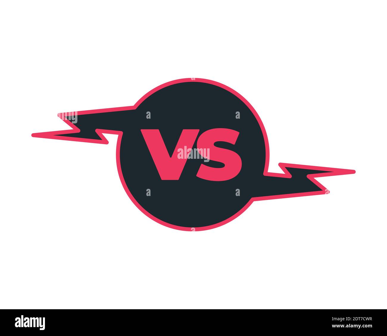 colore contorno vs segno come opposizione. concetto di confronto, insieme, standoff, combattimento finale. isolato su sfondo bianco. VS. Illustrazione Vettoriale