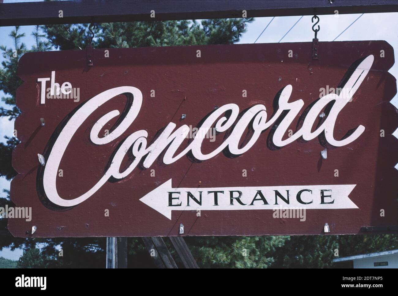 Cartello dell'hotel Concord, Kiamesha Lake, New York, USA, John Margolies Roadside America Photograph Archive, 1977 Foto Stock