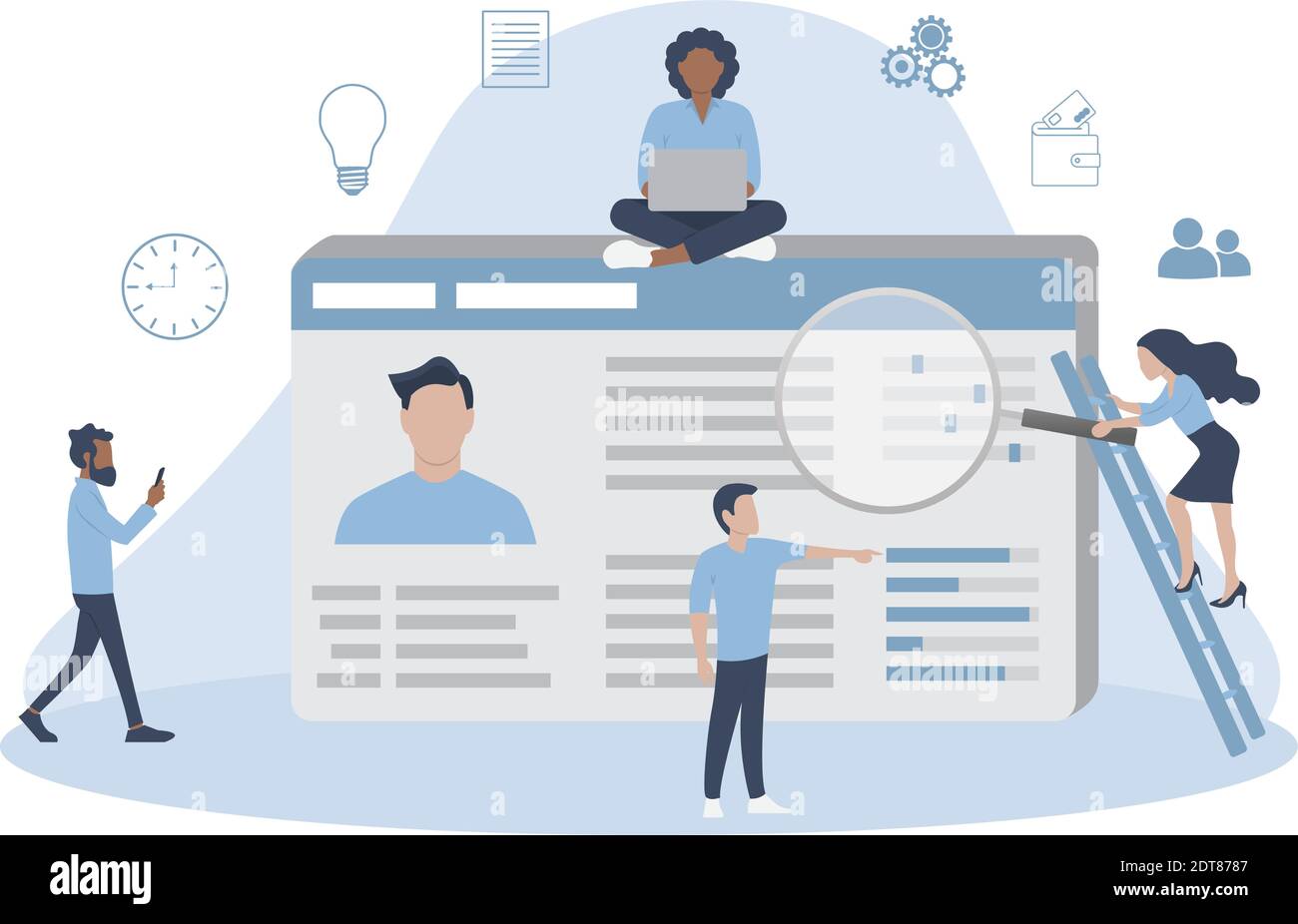 Concetto UX persona - conoscere il cliente Illustrazione Vettoriale