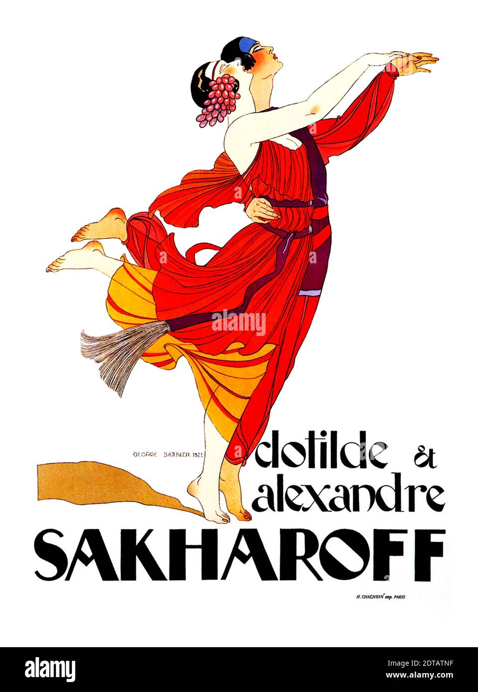 1921, PARIGI , FRANCIA : i ballerini CLOTILDE (nato von der Planitz , 1892 - 1974 ) e ALEXANDRE SAKHAROFF ( 1884 - 1963 ). Poster del celebre pittore e illustratore Art Déco GEORGE BARBIER ( 1882 - 1932 ). - DANZA - DANZA - ballerino - ballerina - BALLETTO - BALLO - locandina - ORIENTALE - ORIENTALISTA - orientalista - ESOTICO - ESOTICO - ARTI VISIVE - ARTI VISIVE - ARTE - BALLETTO - BALLETTO - ART DECO - illustrazione - vestito rosso - abito vestito rosso --- Archivio GBB Foto Stock