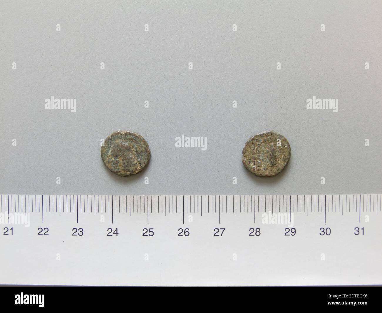 Governatore: Orode i, re di Partia, governò ca. 85–80 B.C., Zecca: Partia, moneta di Orode i, re di Partia da Partia, 80–75 a.C., rame, 1.88 g, 12:00, 13.9 mm, fabbricato in Partia, Parthiano, i secolo a.C., Numismatica Foto Stock