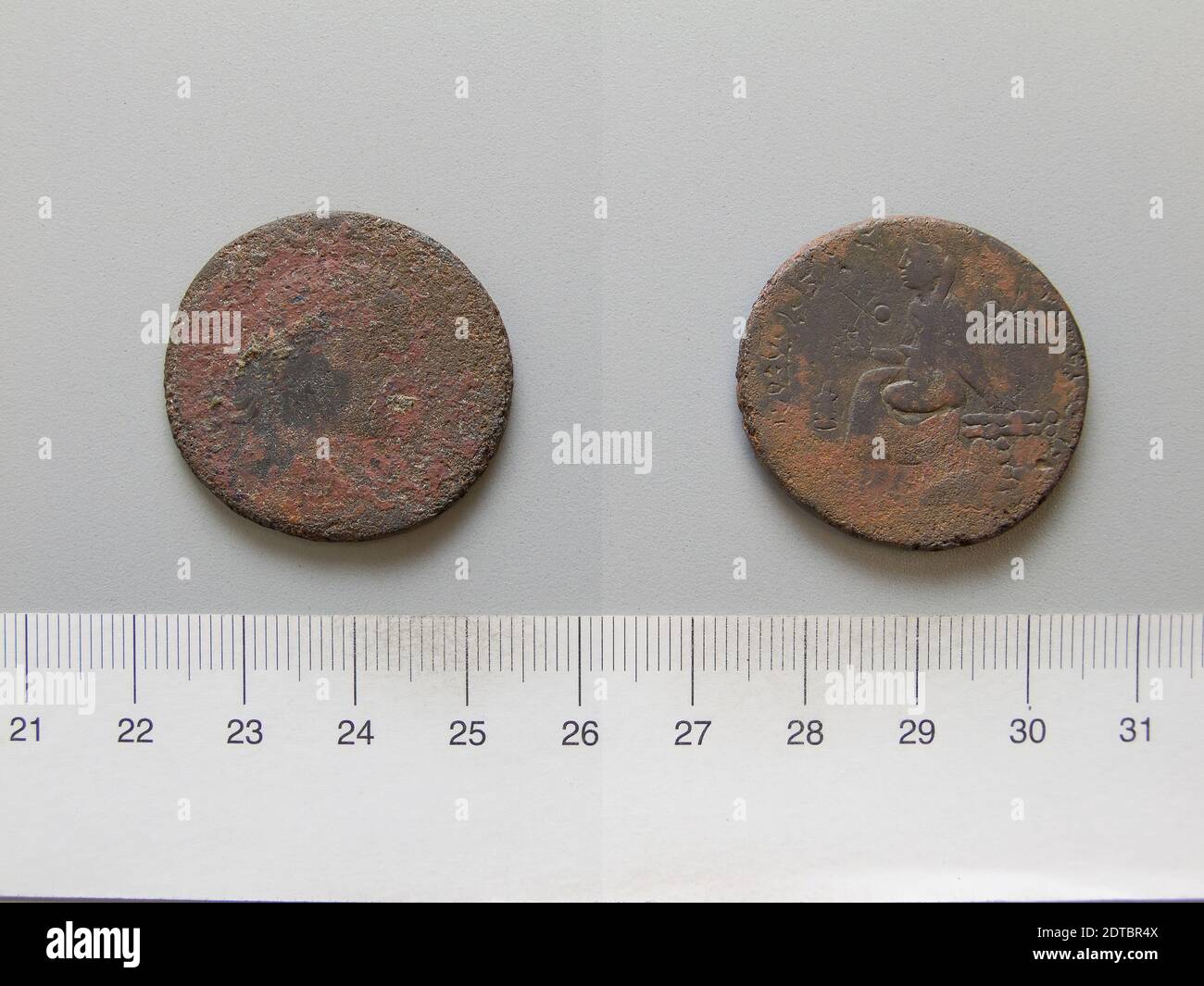 Mint: Edessa, Mesopotamia, Coin di Edessa, 201–99 d.C., rame, 14.55 g, 12:00, 31.2 mm, scavato in dura-Europos, made in Edessa, Mesopotamia, Roman, III secolo, Numismatica Foto Stock