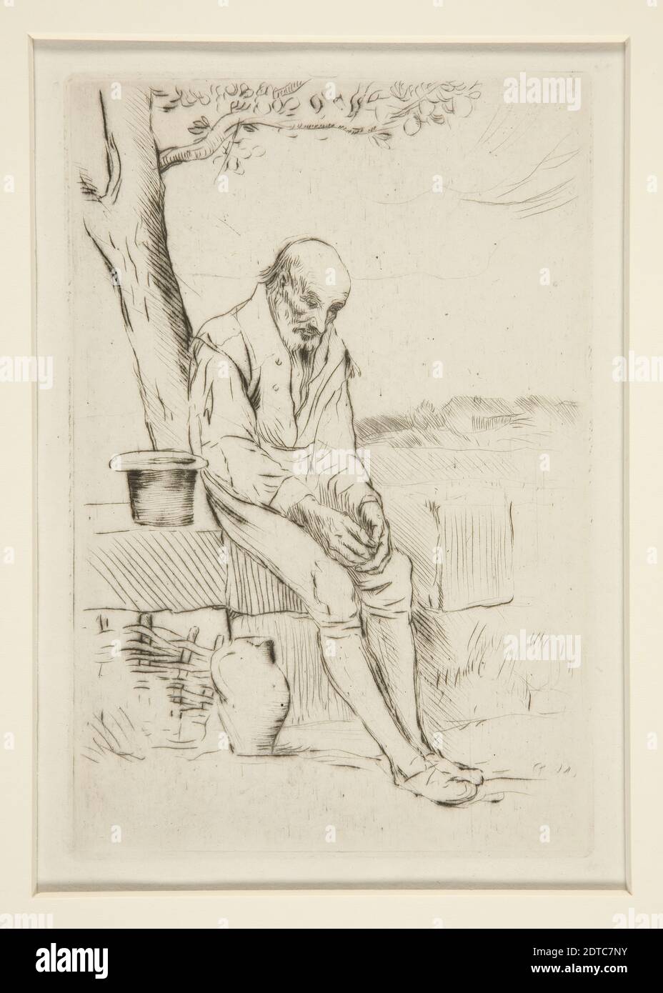 Artista: Alphonse Legros, francese, 1837–1911, depuis ce Temps-la (Bonhomme Misere) (da quel momento (uomo miserabile)), DriyPOINT, platemark: 14.6 × 9.8 cm (5 3/4 × 3 7/8 pollici), francese, XIX secolo, opere su carta - stampe Foto Stock