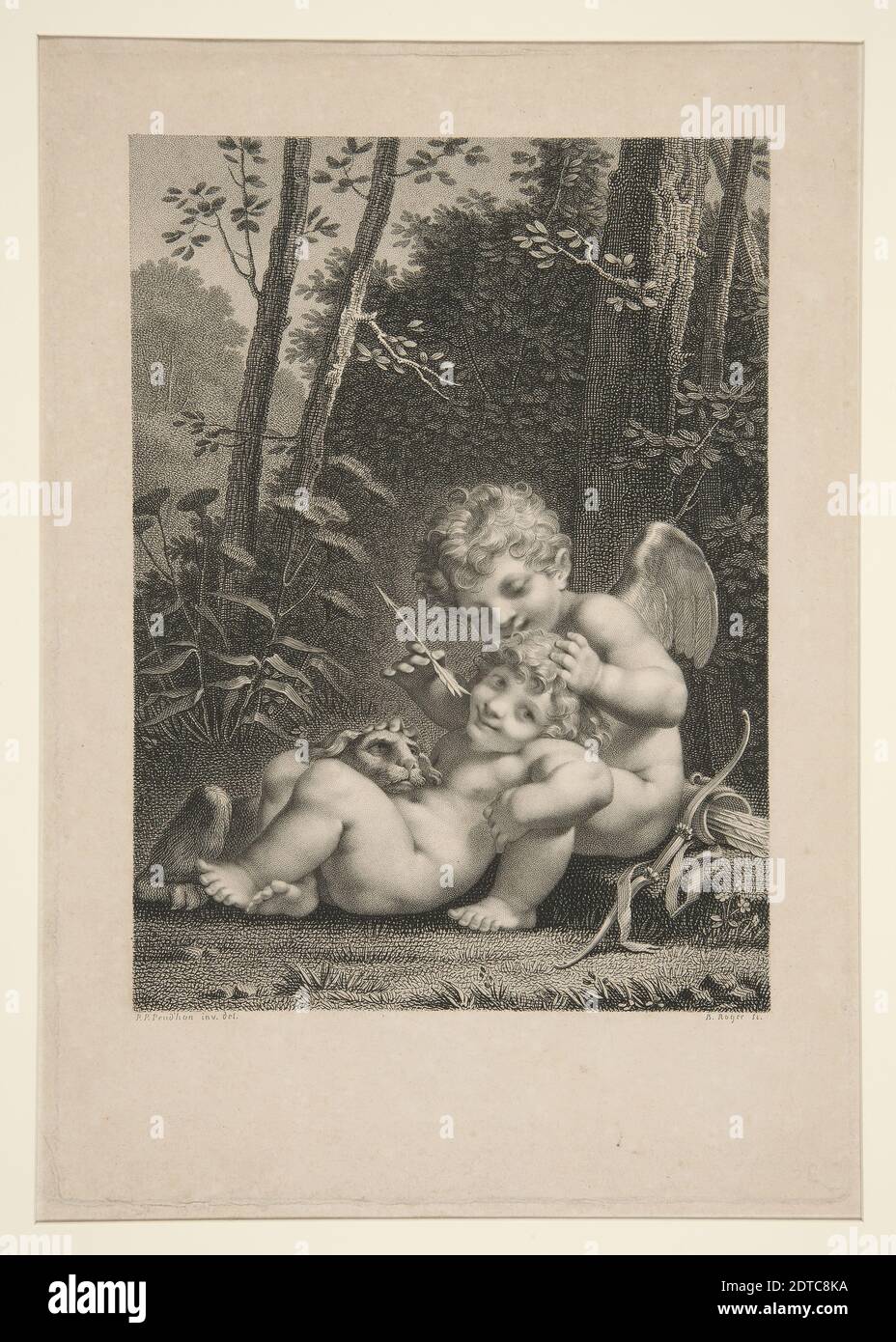 Artista: Barthelemy Joseph Fulcran Roger, Francese, 1767–1841, la Caresse, incisione, platemark: 28.4 × 19.6 cm (11 3/16 × 7 11/16 pollici), Made in France, French, 18 ° secolo, opere su carta - stampe Foto Stock