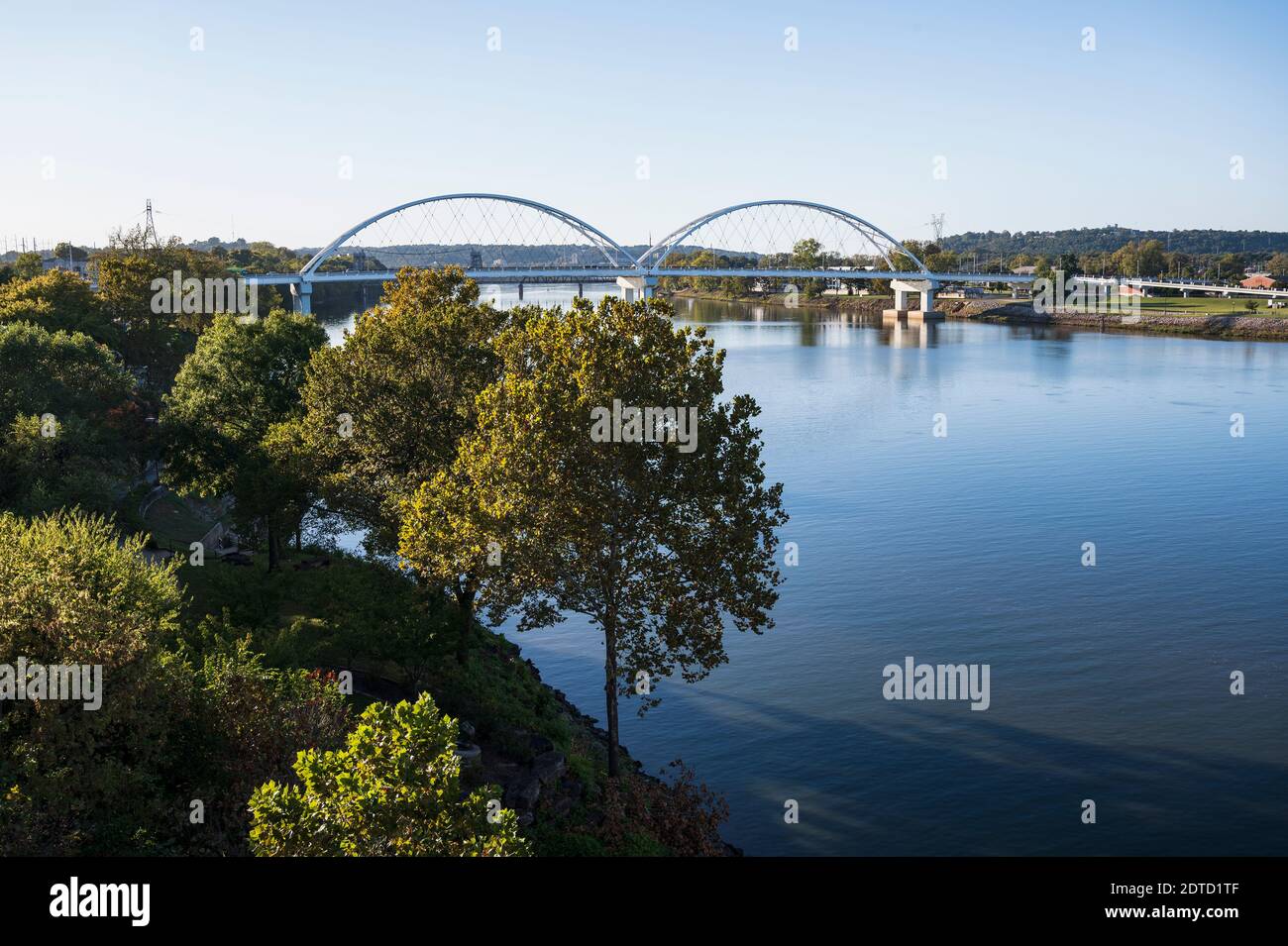 VISTA SUL FIUME ARKANSAS, LITTLE ROCK, ARKANSAS, USA Foto Stock