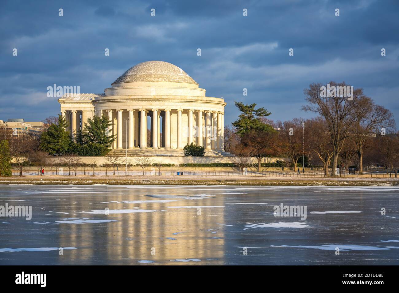 Inverno a Washington DC: Jefferson Memoriall a giorno gelido Foto Stock