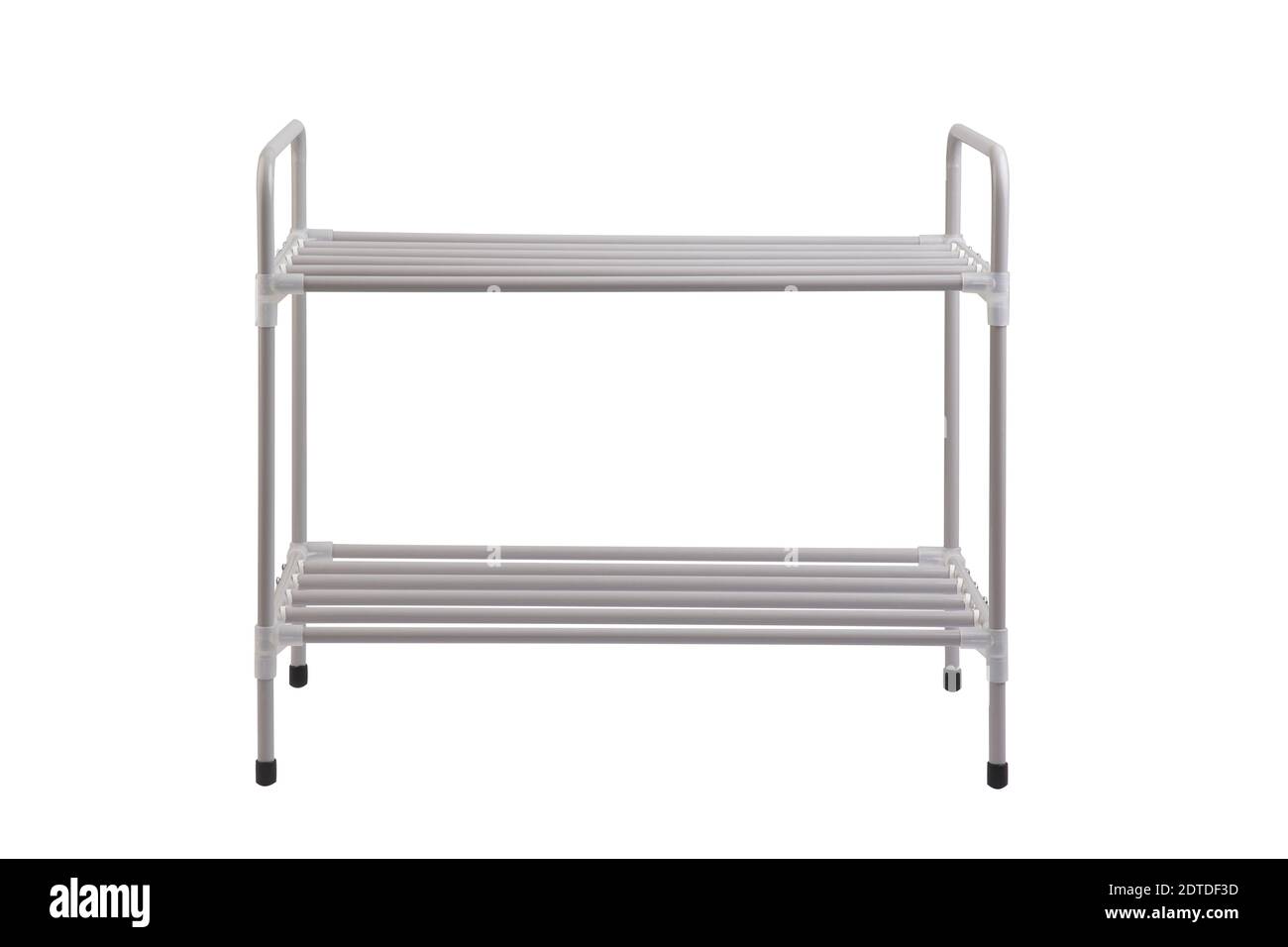 Rack in metallo grigio isolati su sfondo bianco Foto Stock