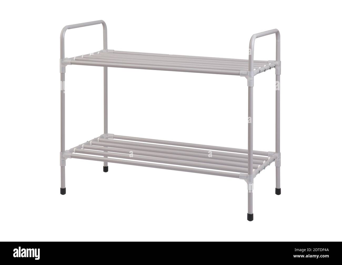 Rack in metallo grigio isolati su sfondo bianco Foto Stock