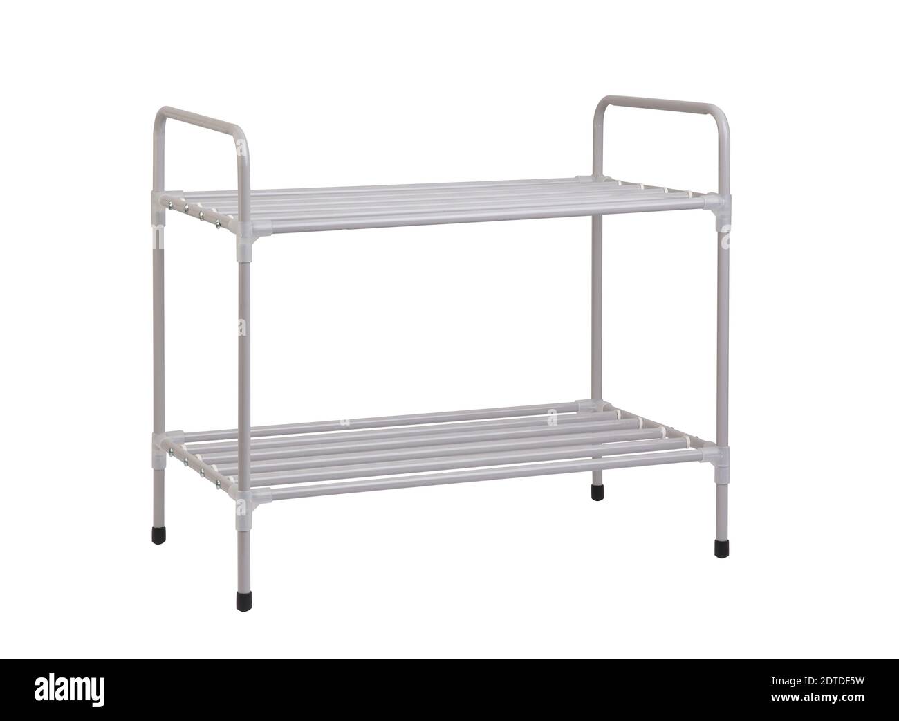 Rack in metallo grigio isolati su sfondo bianco Foto Stock