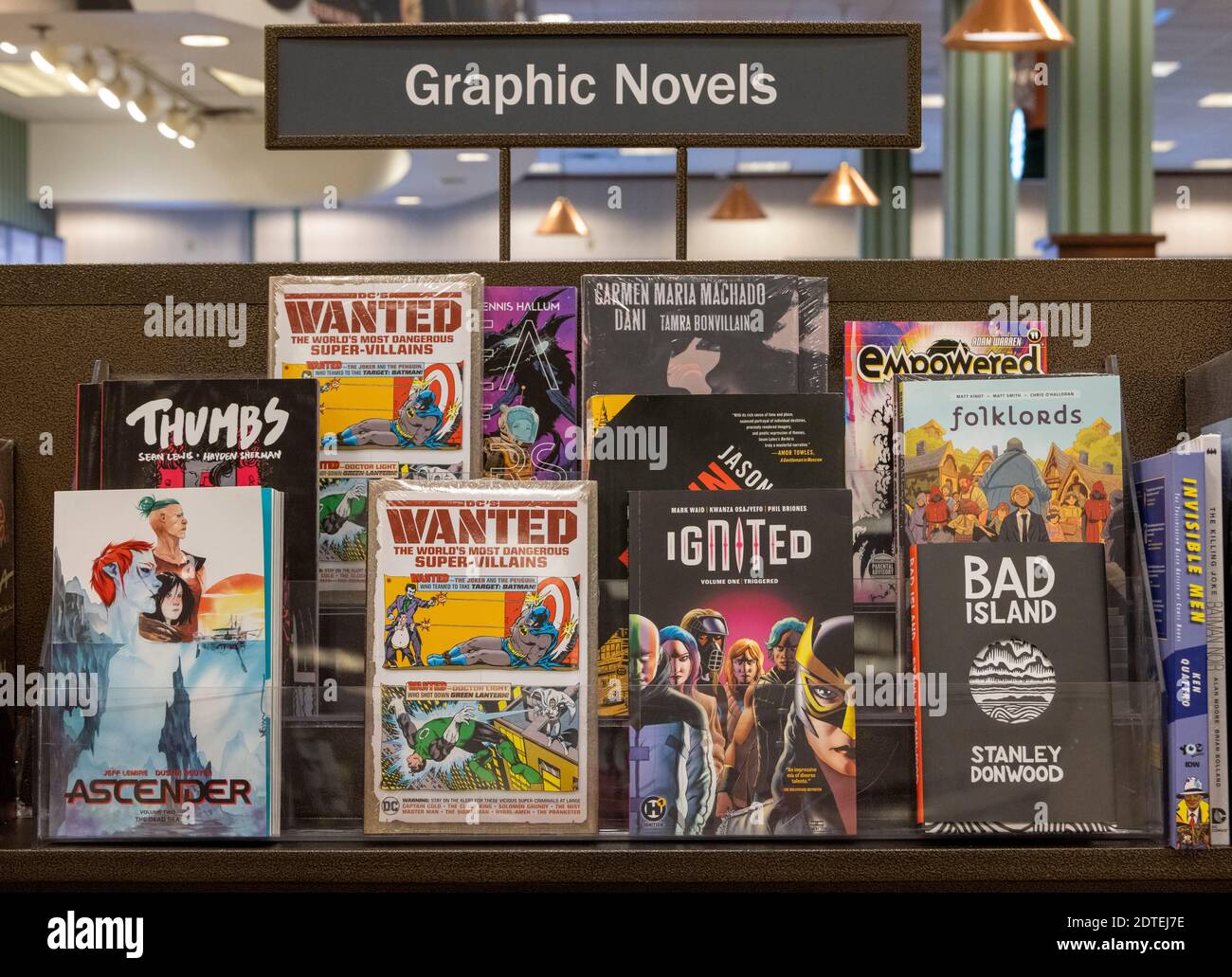 Graphic novels, libreria Barnes and Noble, USA Foto Stock