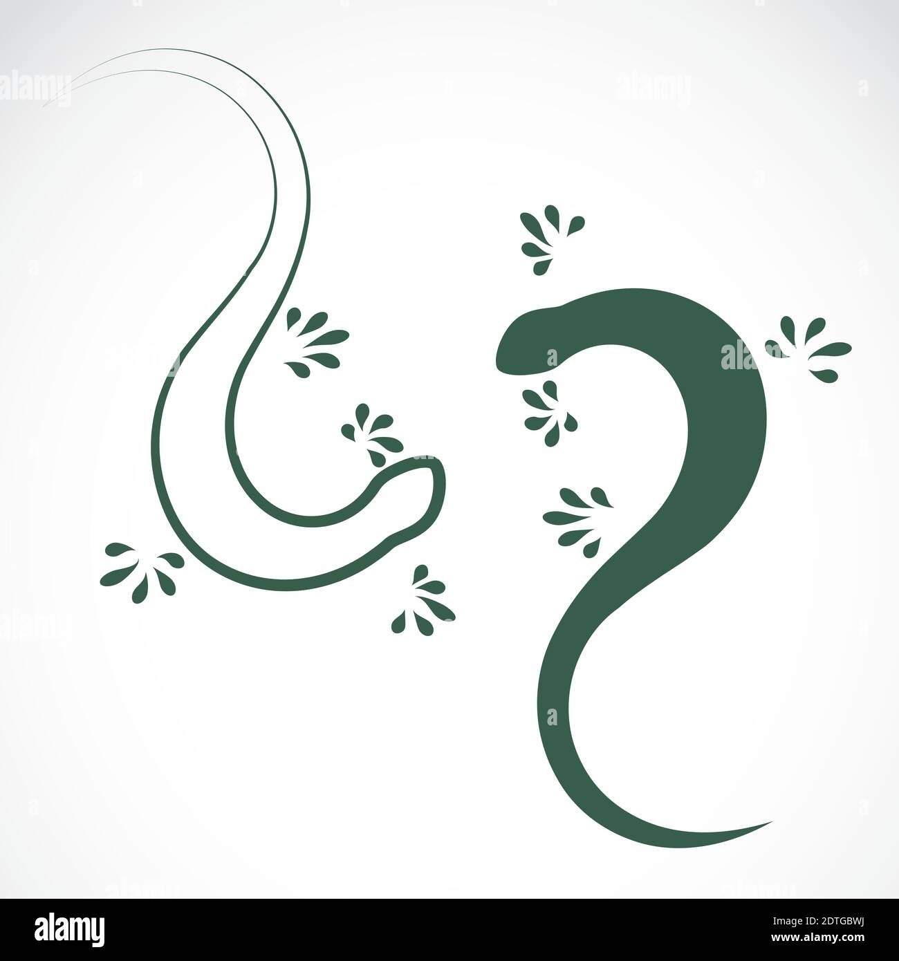 Immagine vettoriale di una lucertola su sfondo bianco. Illustrazione vettoriale a livelli facilmente modificabile. Animali selvatici. Illustrazione Vettoriale