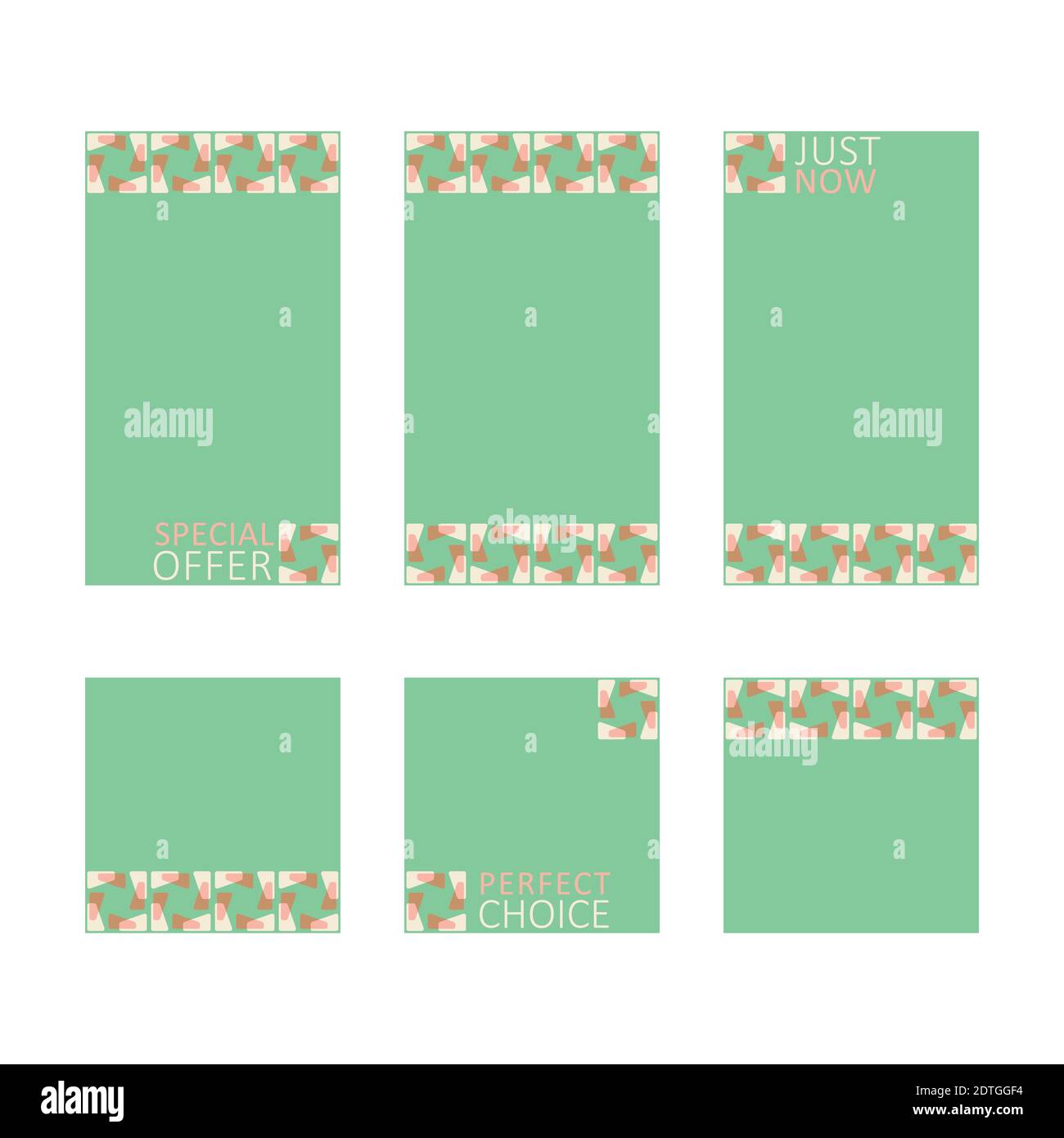 Cornici vettoriali decorative moderne. Modelli di design modificabili per Web, social media, promo, annunci, banner, ecc. Illustrazione Vettoriale