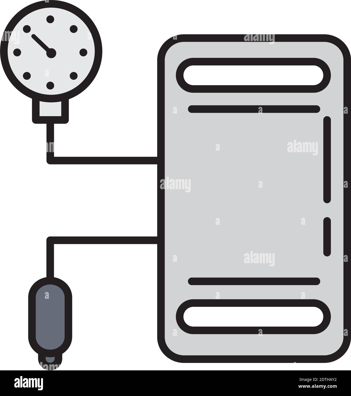 icona dello stile di riempimento e della linea del monitor analogico della pressione sanguigna Illustrazione Vettoriale