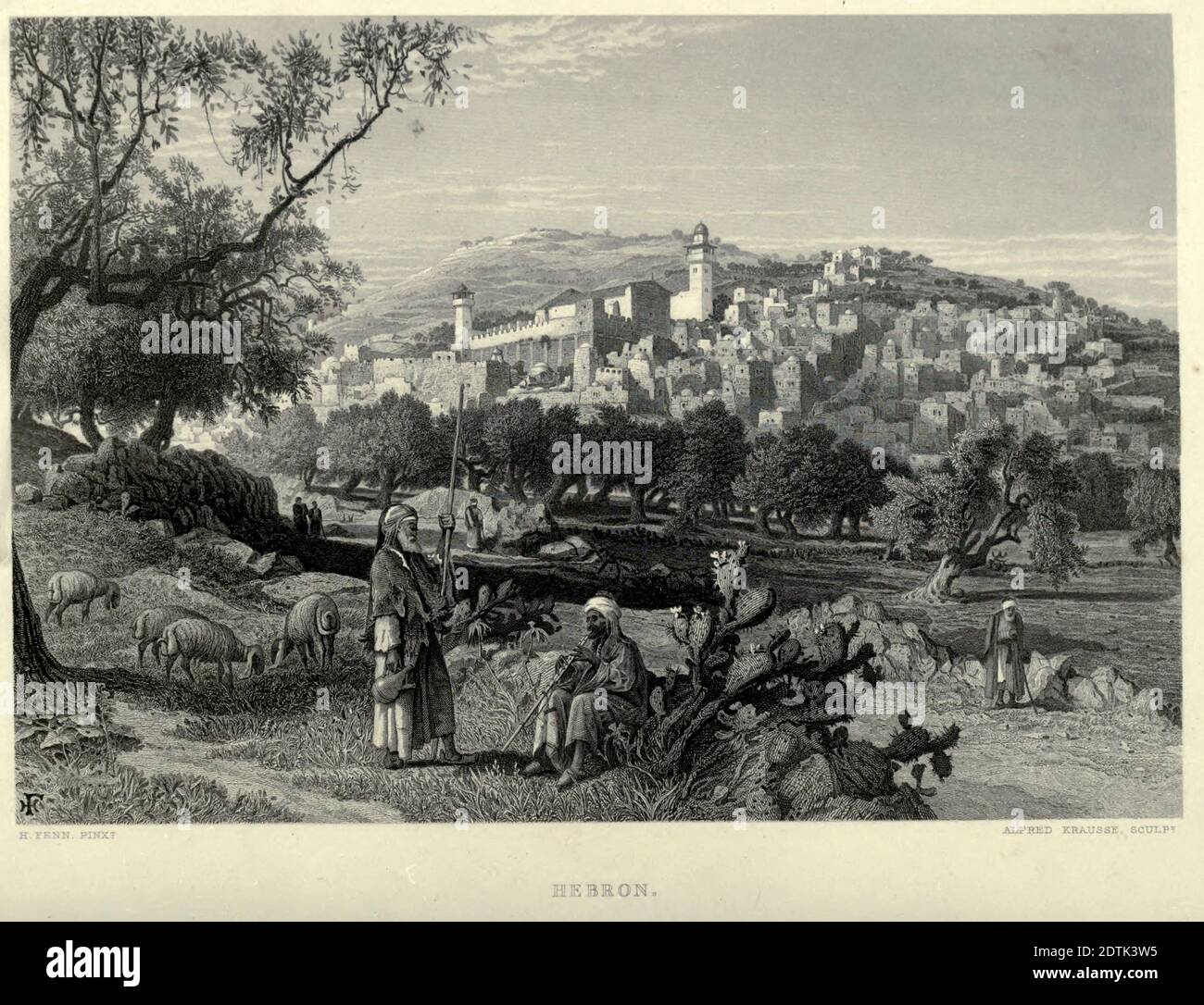Incisione sull'acciaio di Hebron, Palestina dal libro "pittoresca Palestina, Sinai ed Egitto" di Wilson, Charles William, Sir, 1836-1905; Lane-Poole, Stanley, 1854-1931 Volume 3. Pubblicato in da J. S. Virtue e Co 1883 Foto Stock
