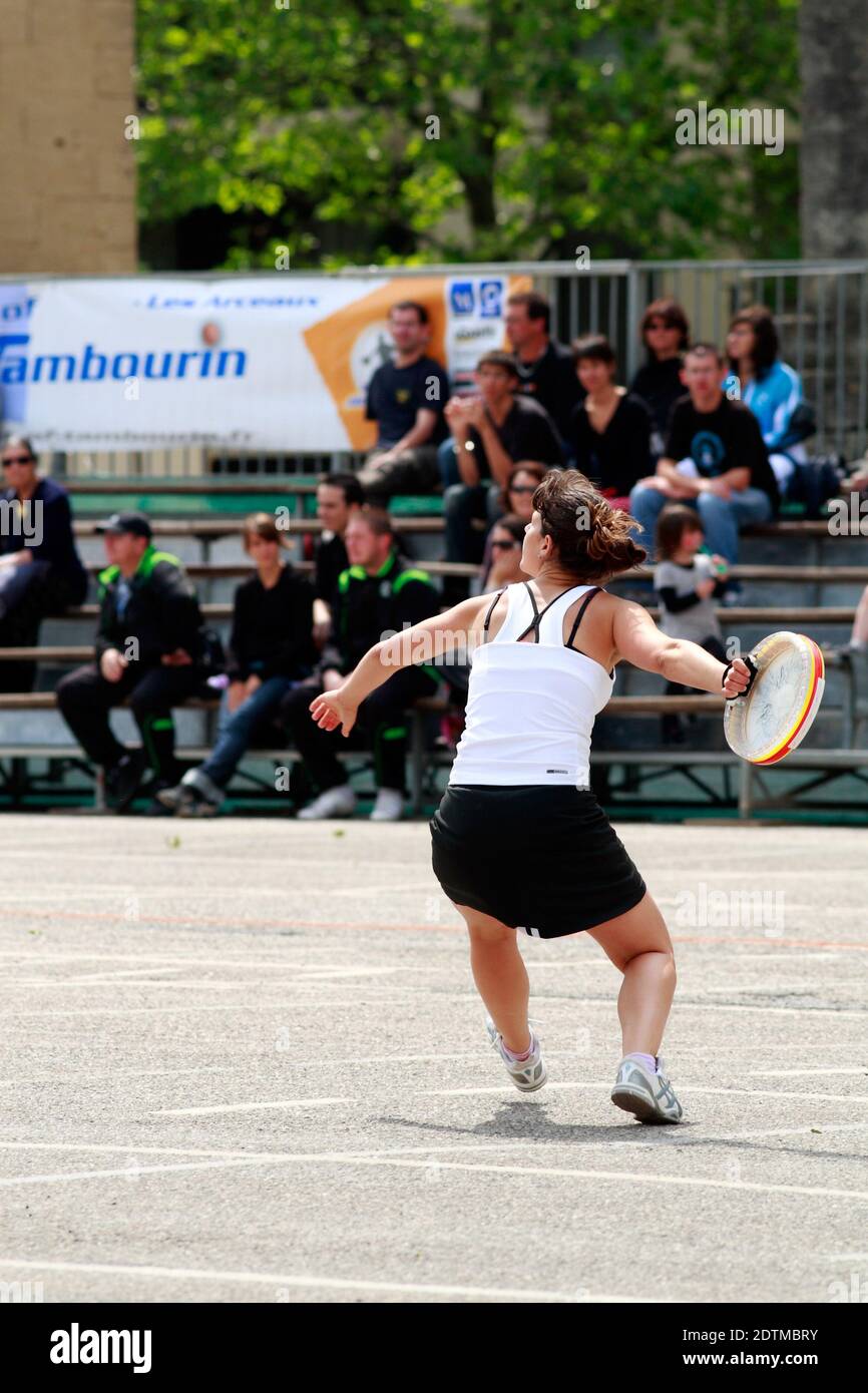 Tambourine Match, uno sport tradizionale nato nel XIX secolo in Linguadoca. Festa a Montpellier. Occitanie, Francia Foto Stock