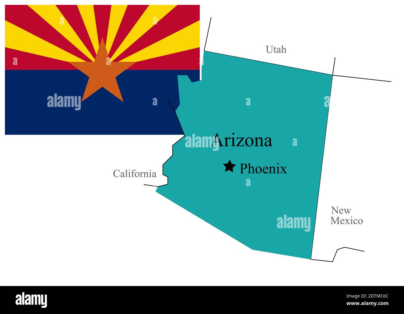 Bandiera e mappa del Nord Arizona degli Stati Uniti, illustrazione vettoriale Illustrazione Vettoriale