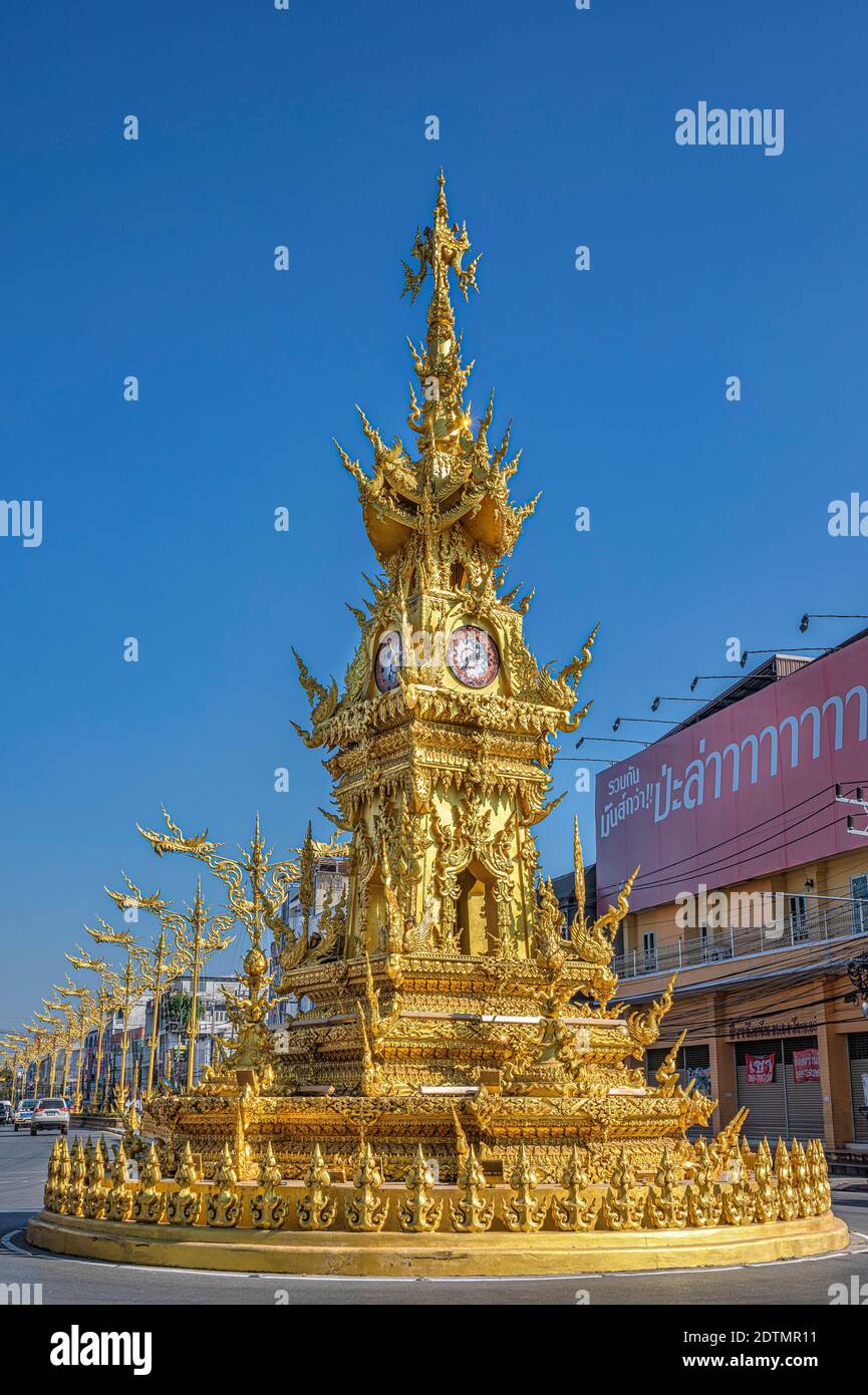 Thailandia, Chiang Rai City, la torre dell'orologio Foto Stock