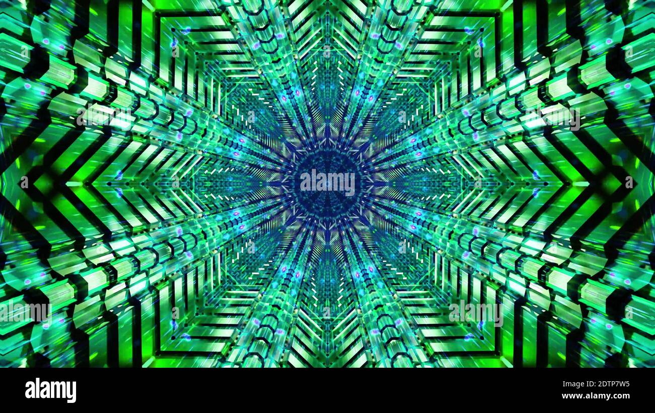 Sfondo dell'illustrazione 3d a forma di stella blu e verde lampeggiante grafica di design Foto Stock