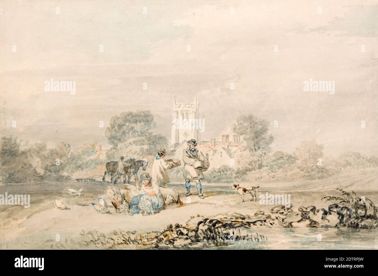 JMW Turner, Autunno: Semina del grano, pittura paesaggistica, circa 1794 Foto Stock
