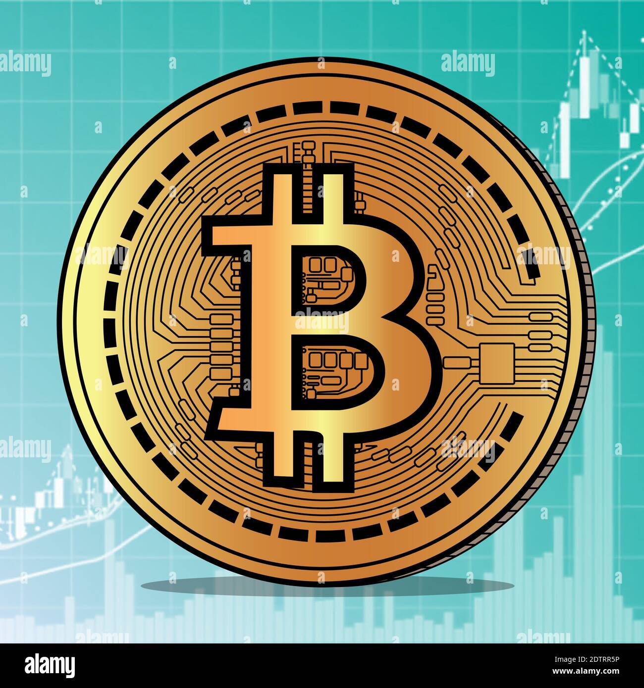 Semplice moneta bitcoin realizzata in adobe Illustrator Foto Stock