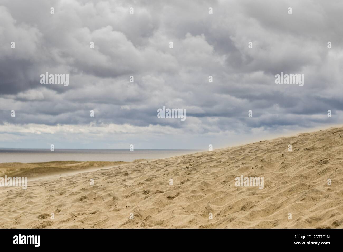 Dune morte a Nida con cielo nuvoloso, spiedino curoniano, Lituania Foto Stock