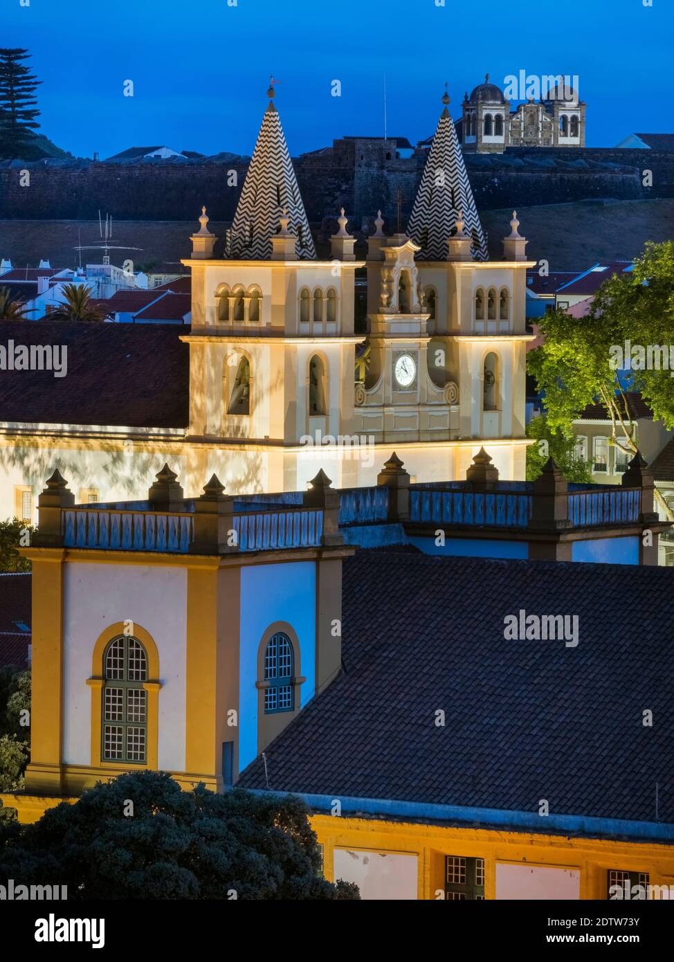 Igreja do Santissimo Salvador da se. Capitale Angra do Heroismo, il centro storico è parte del patrimonio mondiale dell'UNESCO. Isola Ilhas Terceira, parte di Foto Stock