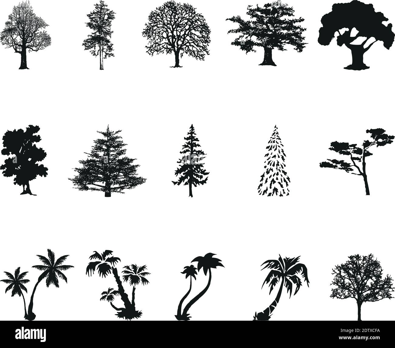 Alberi, alberi diversi, Collezione, Logo Illustrazione Vettoriale