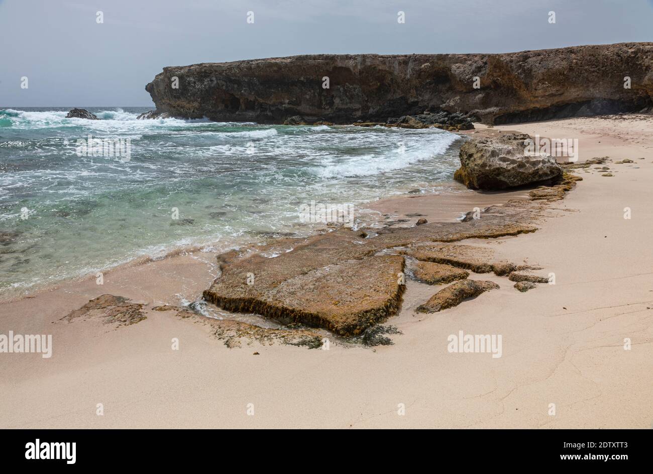Boca Prins una spiaggia di sabbia appartata nel Parco Nazionale di Arikok, Santa Cruz, Aruba, Caraibi Foto Stock