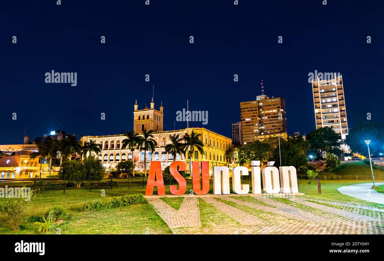 Cartello di benvenuto Asuncion in Paraguay Foto Stock