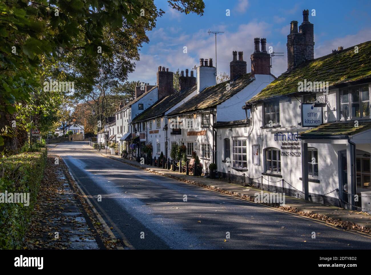 Prestbury Village in autunno, Prestbury, Cheshire, Inghilterra, Regno Unito Foto Stock