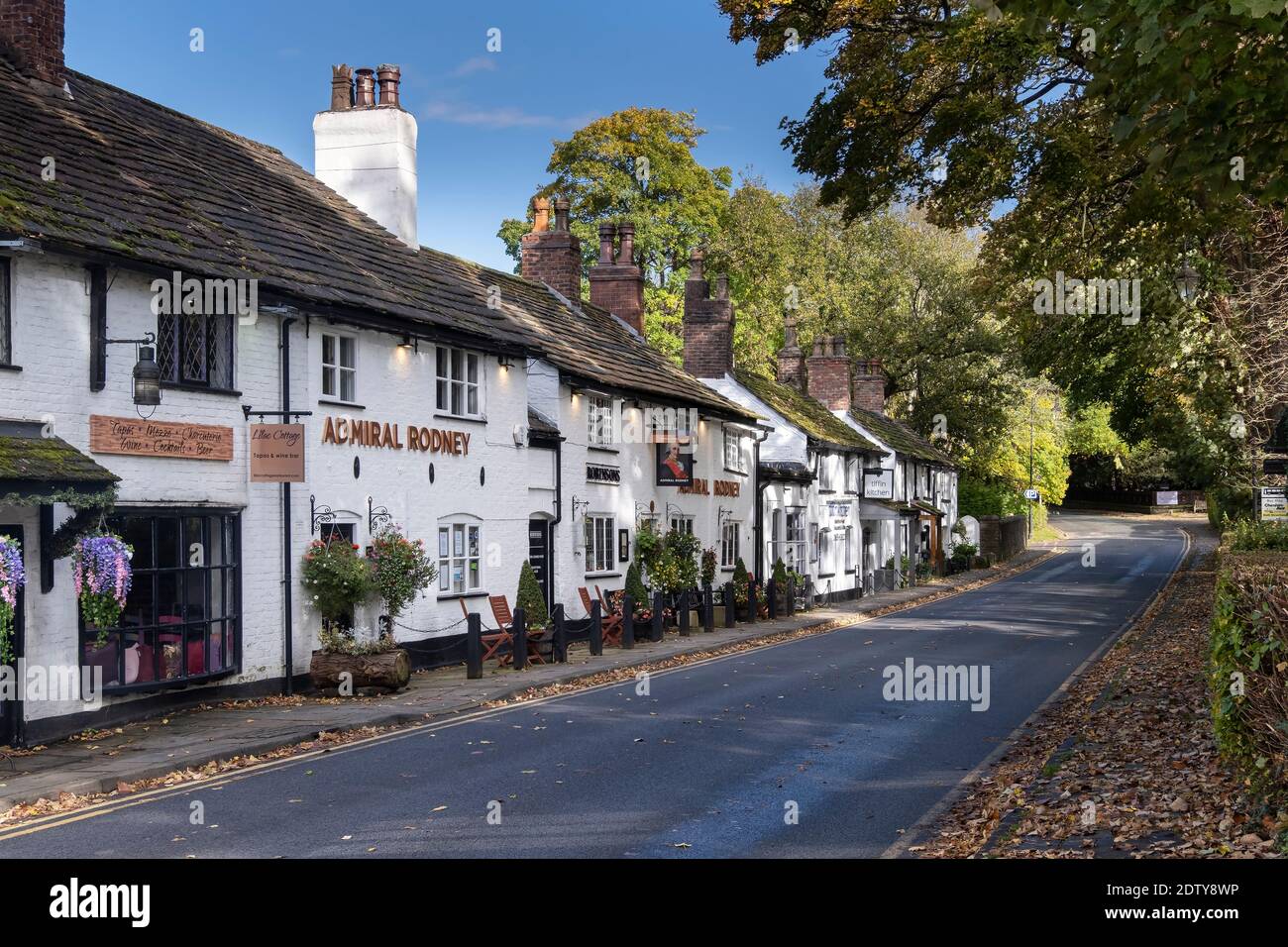 Prestbury Village in autunno, Prestbury, Cheshire, Inghilterra, Regno Unito Foto Stock