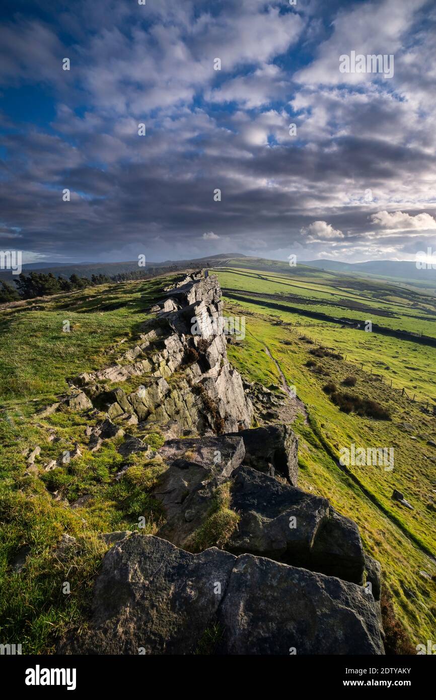 Windgrather Rocks, Cheshire e confine del Derbyshire, Peak District National Park, Inghilterra, Regno Unito Foto Stock