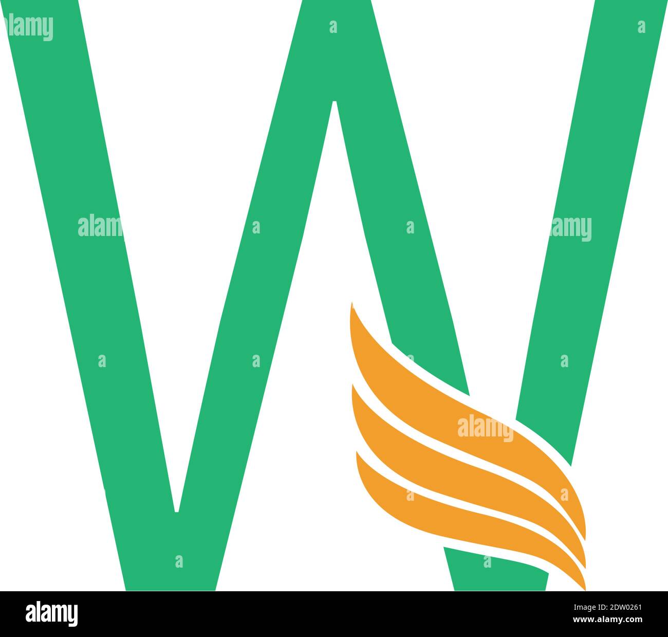 Illustrazione del logo lettera W con icona ad ala Illustrazione Vettoriale