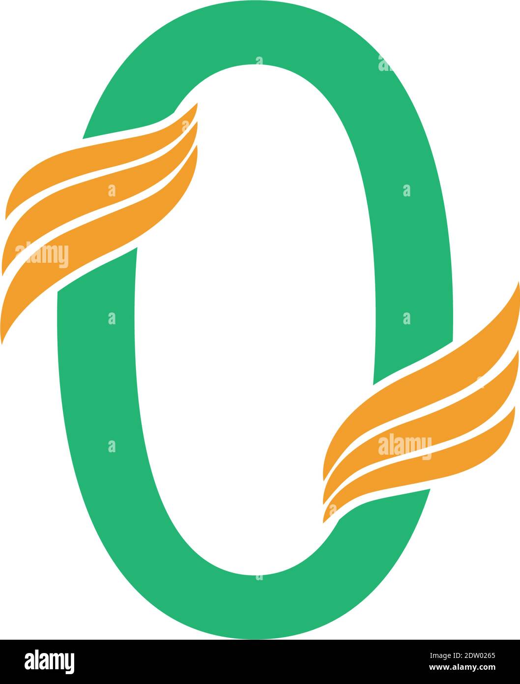 Logo numero zero con illustrazione del concetto di design dell'icona dell'ala Illustrazione Vettoriale