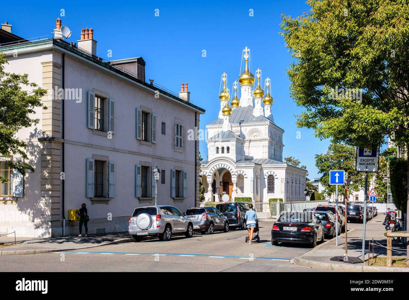 La Chiesa russa di Ginevra, chiamata Cattedrale dell'Esaltazione della Santa Croce. Foto Stock