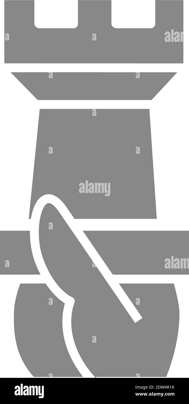 La mano tiene un'icona grigia degli scacchi. Gioco da tavolo, simbolo di intrattenimento da tavolo Illustrazione Vettoriale